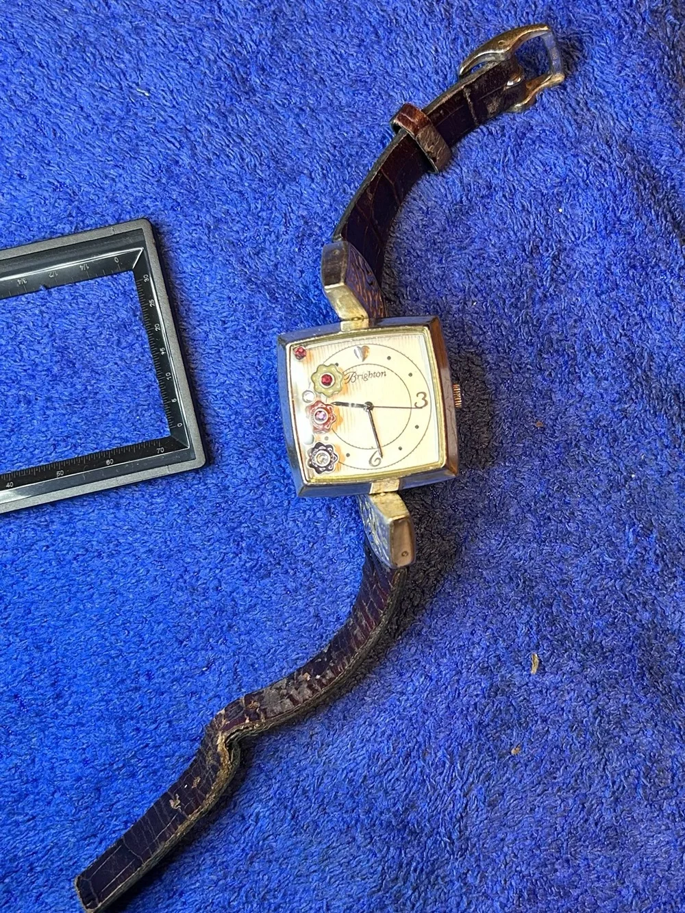 Brighton Vicenza women’s watch Japan movement reversible band brn/blk new batt.